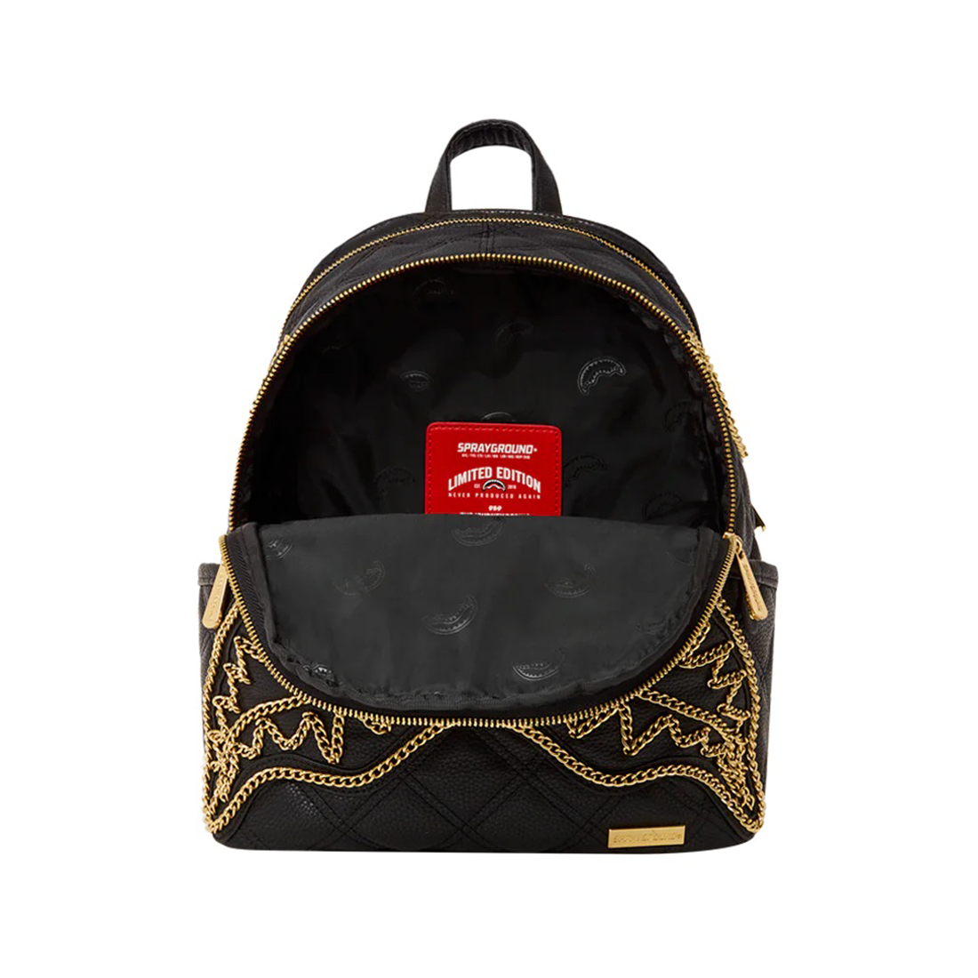 Sprayground Noir Quilt Gold Chain Shark Savage Backpack – Premier VII