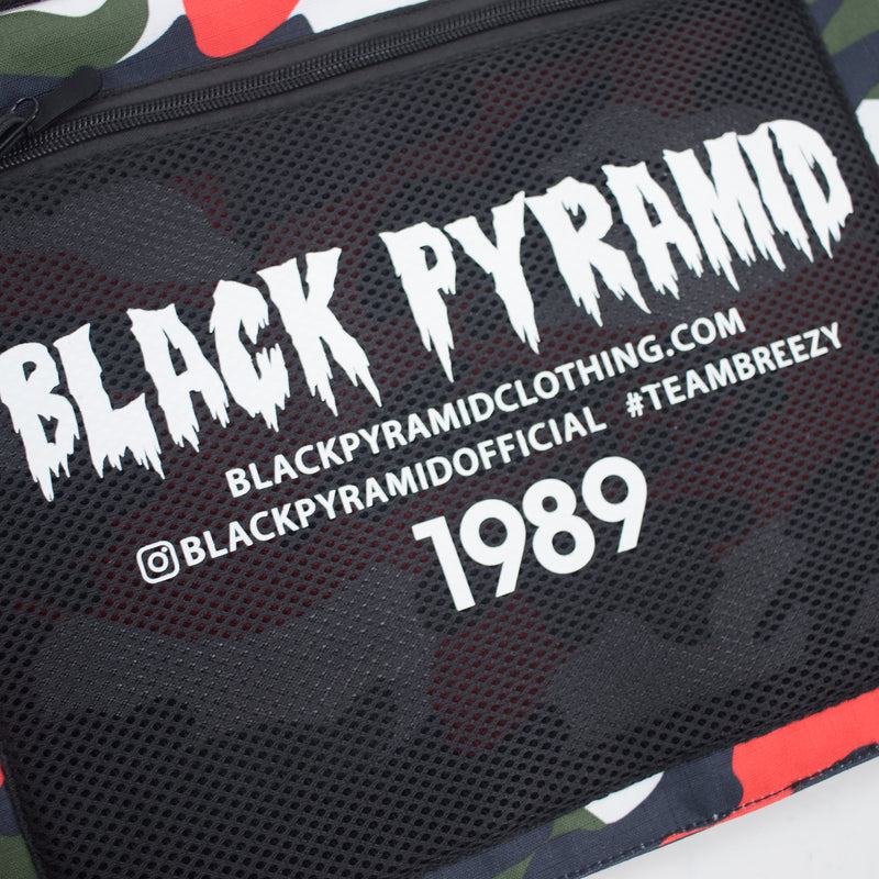 Black Pyramid Camo Splinter Military Vest Red Logo