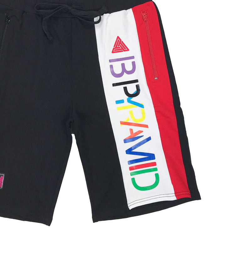 Black Pyramid Color Block Shorts - PremierVII