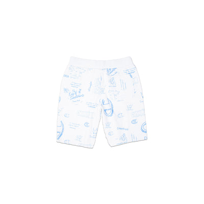 Champion Men's Reverse Weave All Over Print Cut Off Shorts White Back