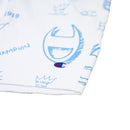Champion Men's Reverse Weave All Over Print Cut Off Shorts White Logo