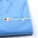 Champion Men's Reverse Weave Script Patch T-Shirt Swiss Blue Embroidered Patch