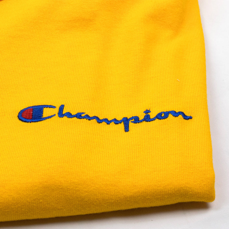 Champion Men's Reverse Weave Script Patch T-Shirt Gold Embroidered Patch