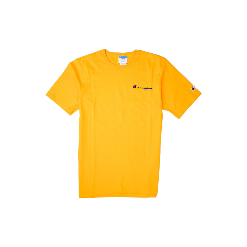 Champion Men's Reverse Weave Script Patch T-Shirt Gold