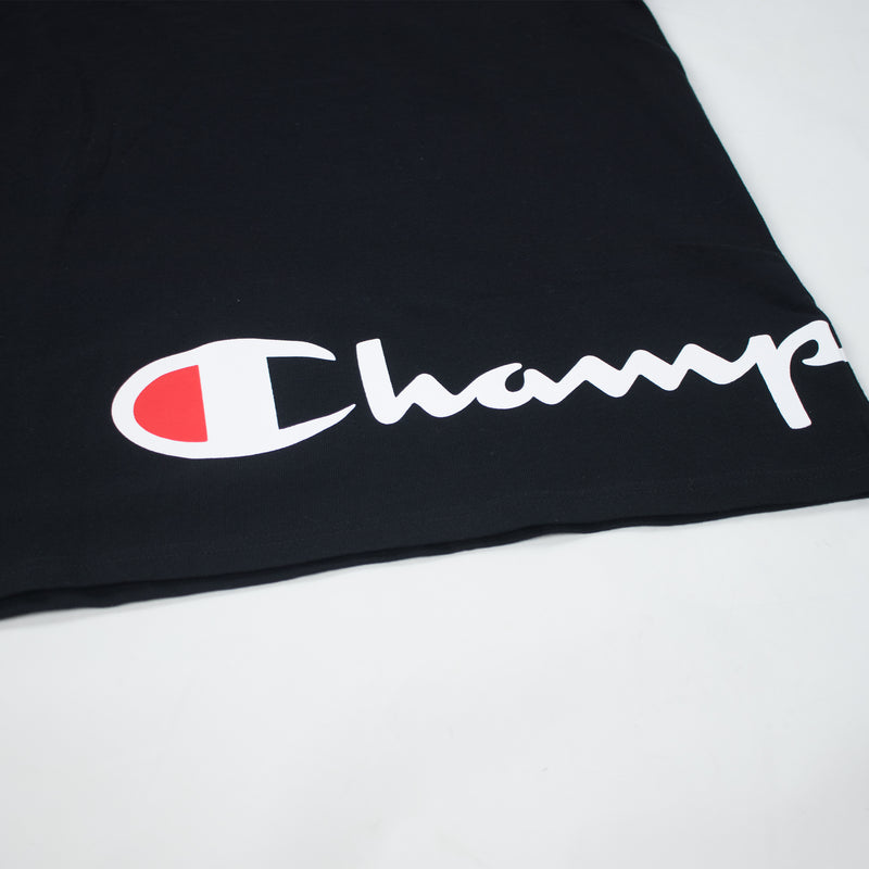 Champion Men's Reverse Weave Wrap Script Tee Black Artwork