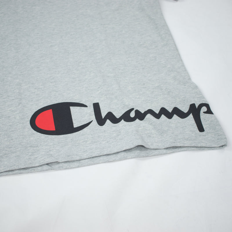 Champion Men's Reverse Weave Wrap Script Tee Oxford Grey Artwork