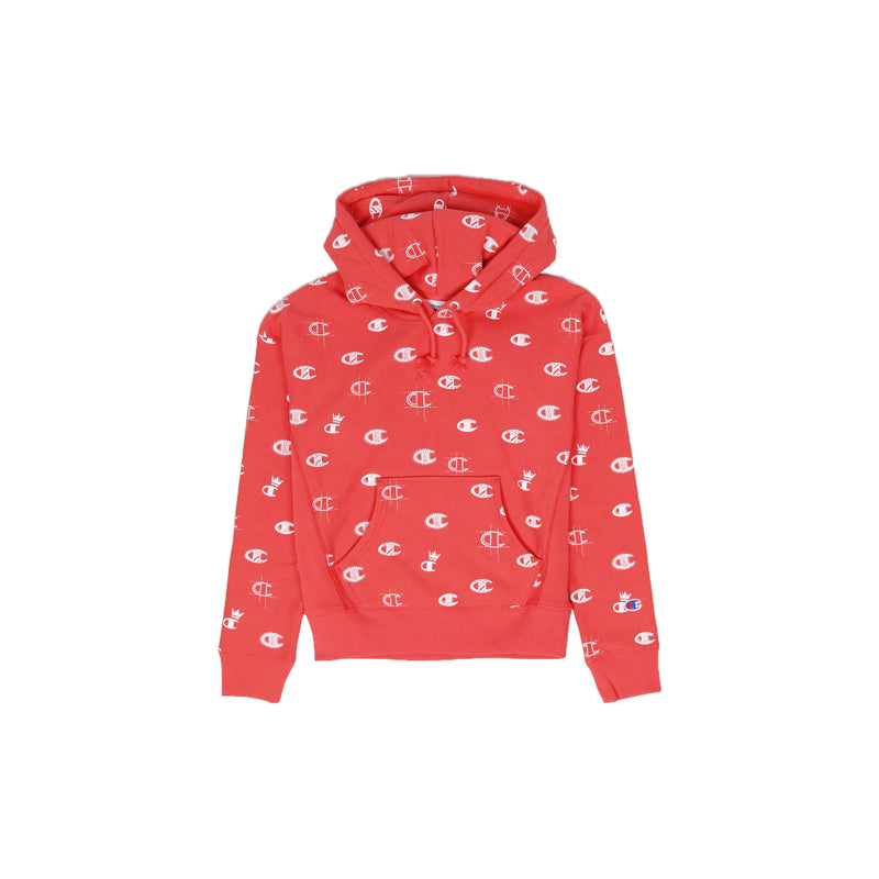Champion Women's Reverse Weave All Over Print Pullover Hoodie Groovy Papaya