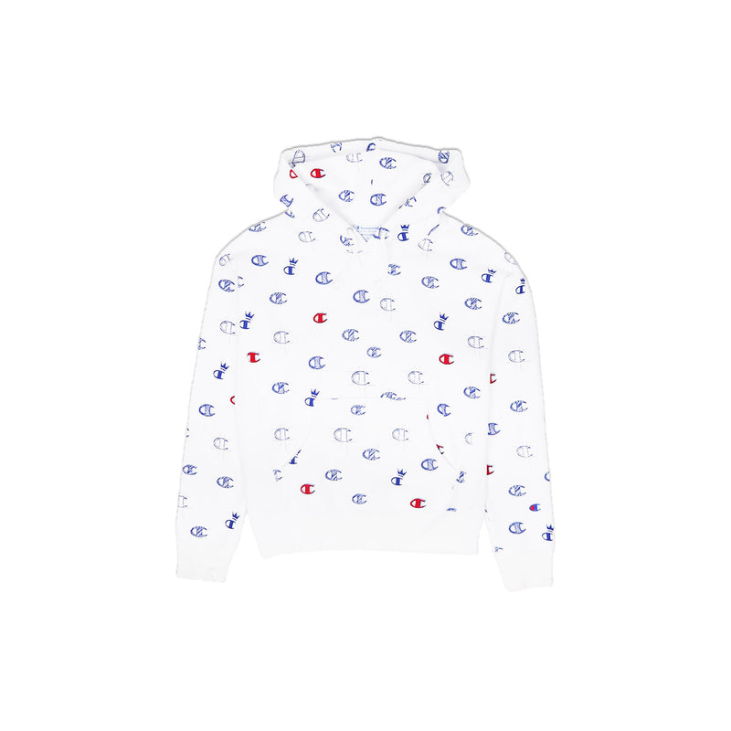 Champion Women's Reverse Weave All Over Print Pullover Hoodie White