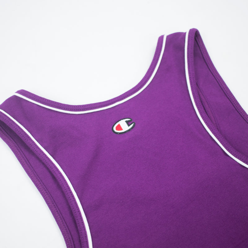 Champion Women's Everyday Crop Tank Top Venetian Purple Logo