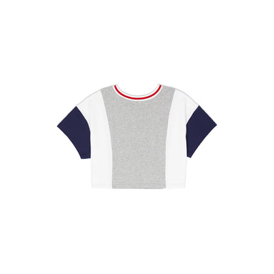Champion Women's Reverse Weave Color Block Cropped Tee Oxford Grey & White Back