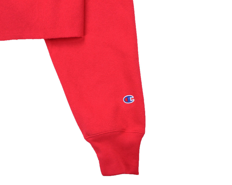 Champion Women's Reverse Weave Cropped Hoodie Men's Fit Red Spark Wrist