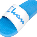 Champion Women's Split Script Super Slides White & Active Blue Logo