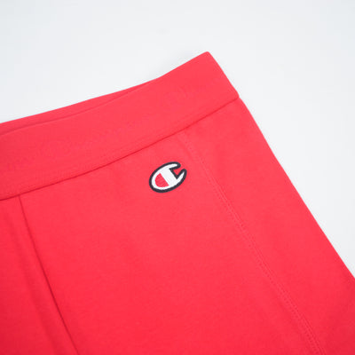 Champion Women's High Waist Streetwear Bike Shorts Scarlet Logo