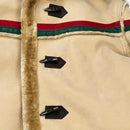 Tuscany Striped Shearling Jacket Latte Buttons
