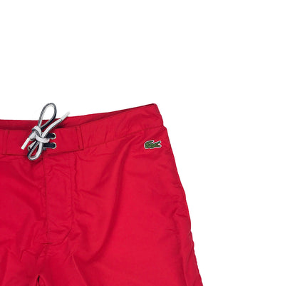 Lacoste Lettering Canvas Swimming Trunks Red Trademark