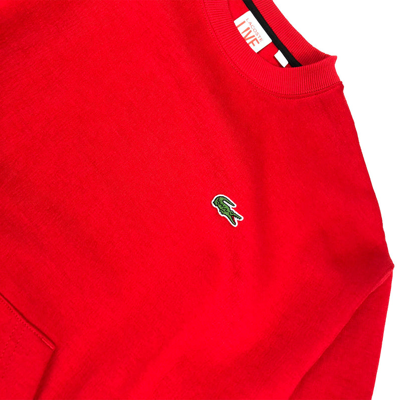 Lacoste Live Crew Neck Embroidered Fleece Sweatshirt Red Croc