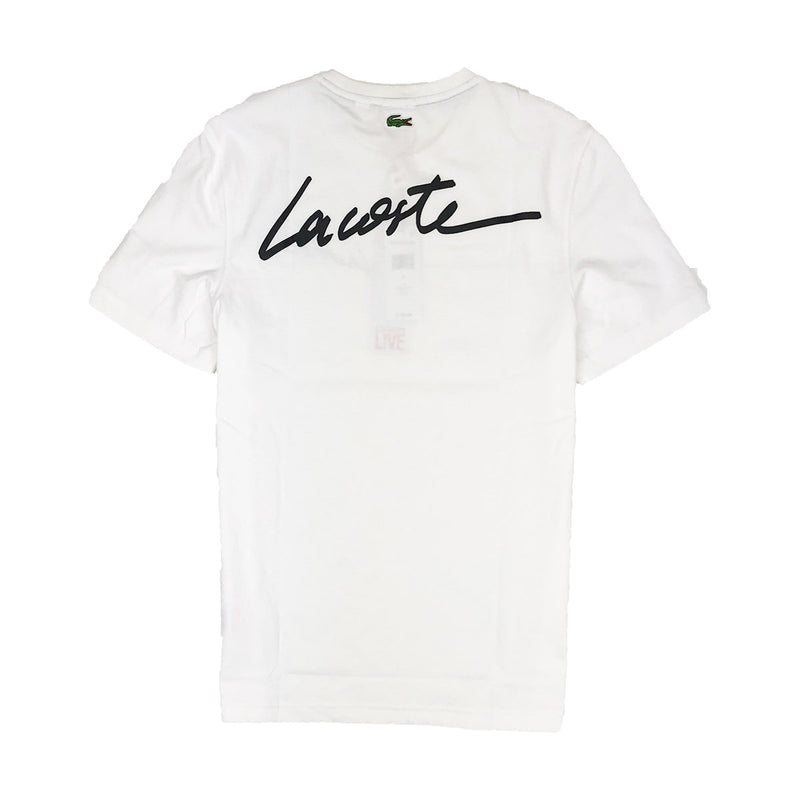 Lacoste Live Crew Neck Signature Jersey T-Shirt Cream Back
