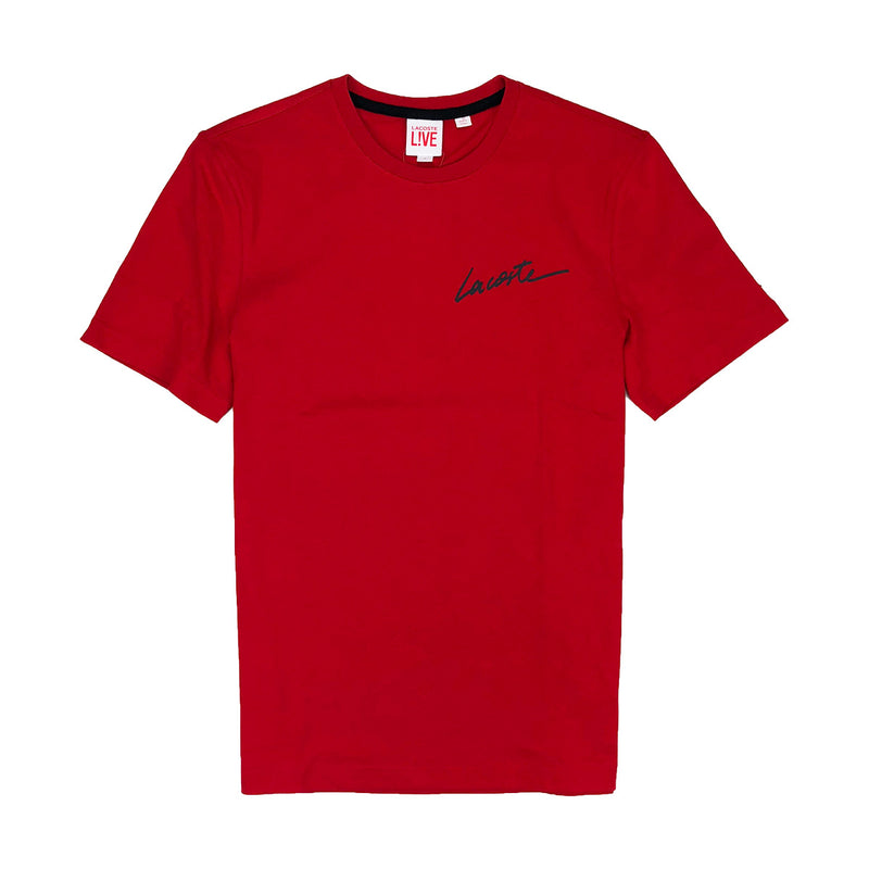 Lacoste Live Crew Neck Signature Jersey T-Shirt Red