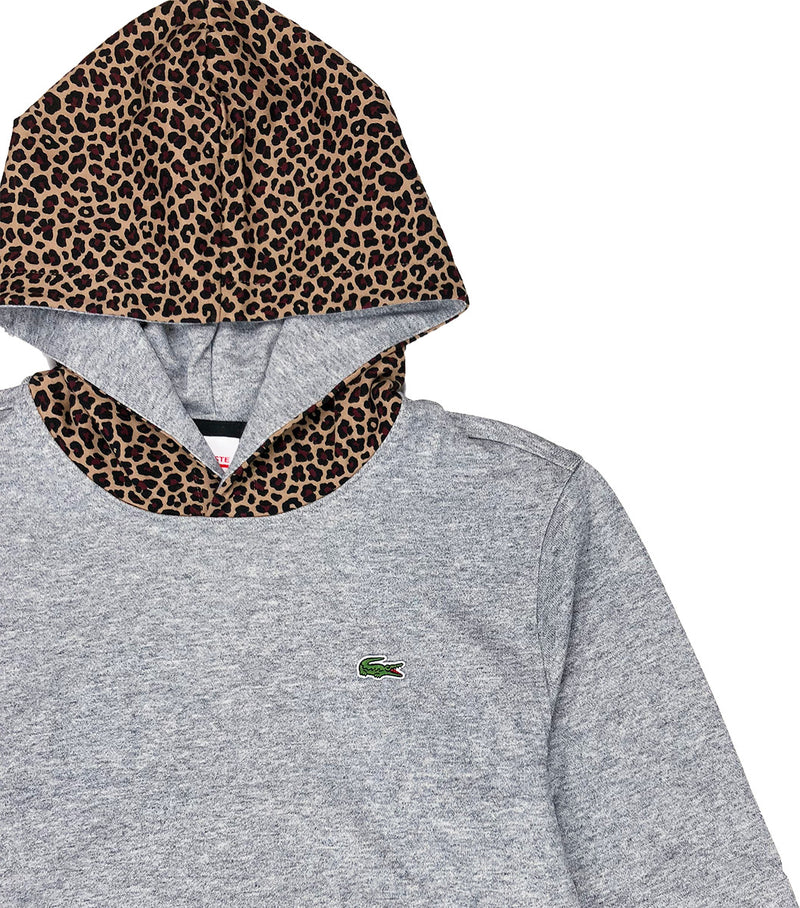 Lacoste Live Leopard Print Hood Fleece Sweatshirt Arbas Chine Hood