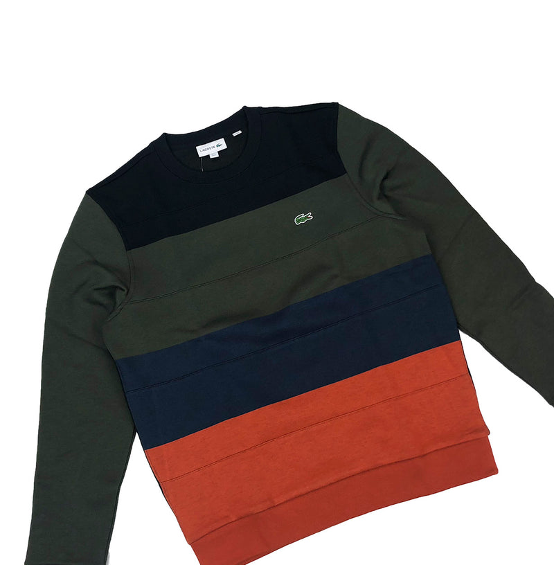 Lacoste Men's Crew Neck Colorblock Cotton Fleece Sweatshirt