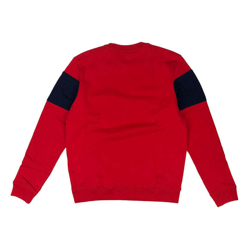 Lacoste Crew Neck Colorblock Cotton Fleece Sweatshirt Red / Navy Blue Back