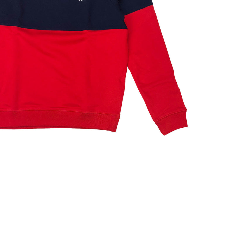 Lacoste Crew Neck Colorblock Cotton Fleece Sweatshirt Red / Navy Blue Trim