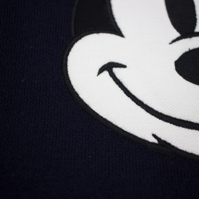 Lacoste Men's Crew Neck Disney Mickey Embroidery Interlock Sweater Navy Blue Close Up