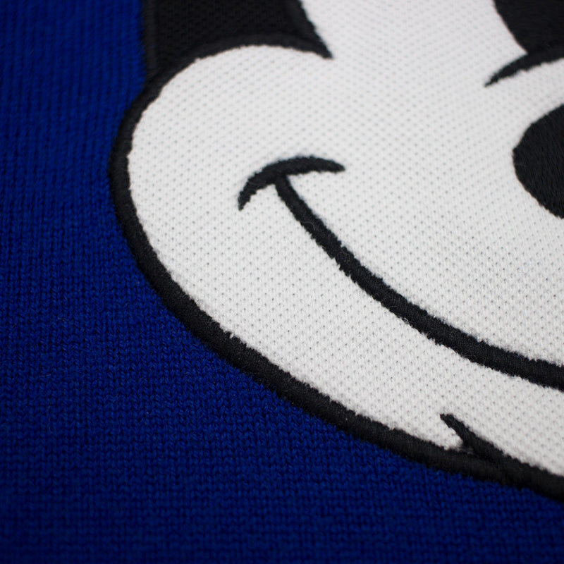 Lacoste Men's Crew Neck Disney Mickey Embroidery Interlock Sweater Steamer Steamer Blue Close Up