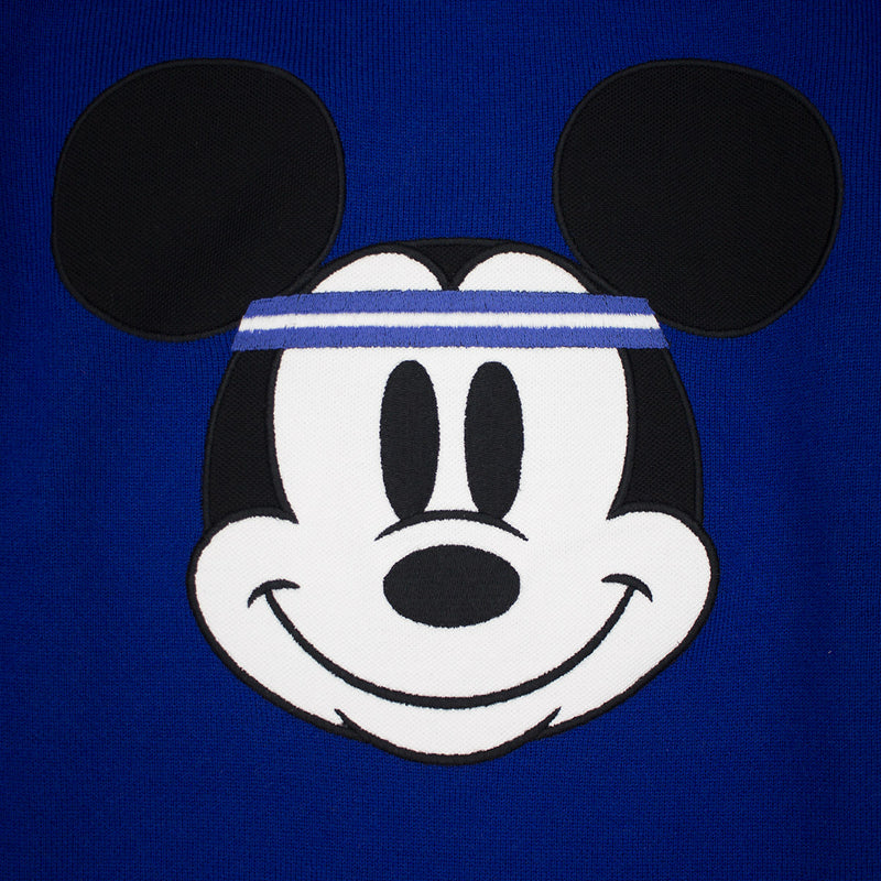 Lacoste Men's Crew Neck Disney Mickey Embroidery Interlock Sweater Steamer Steamer Blue Mickey's Face