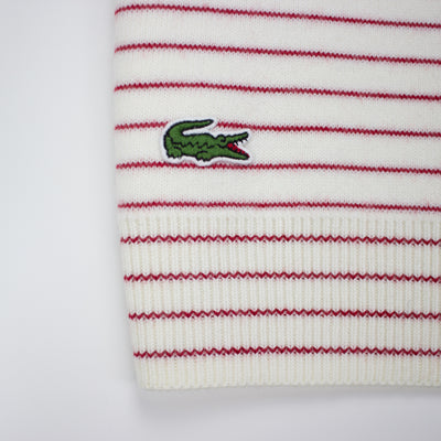Lacoste Men's Crew Neck Disney Mickey Embroidery Interlock Sweater White / Lighthouse Red Gator