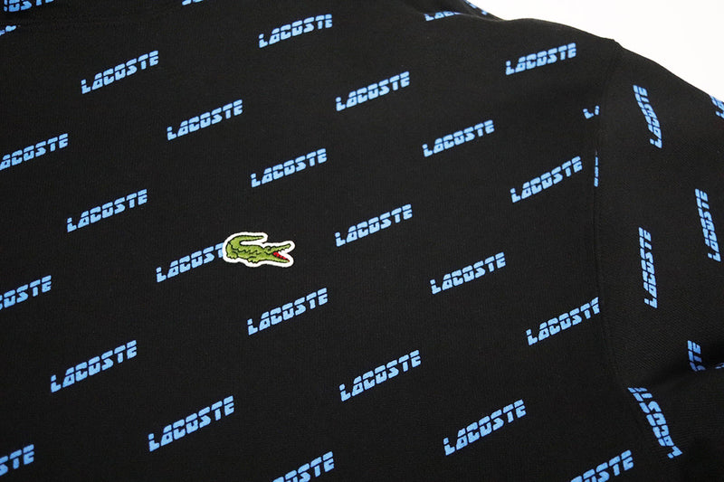 Lacoste Men's LIVE Hooded All Over Print Sweatshirt Black Gator