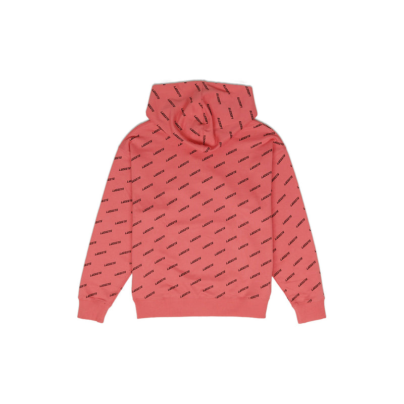 Lacoste Men's LIVE Hooded All Over Print Sweatshirt Earth Tone Pink Back