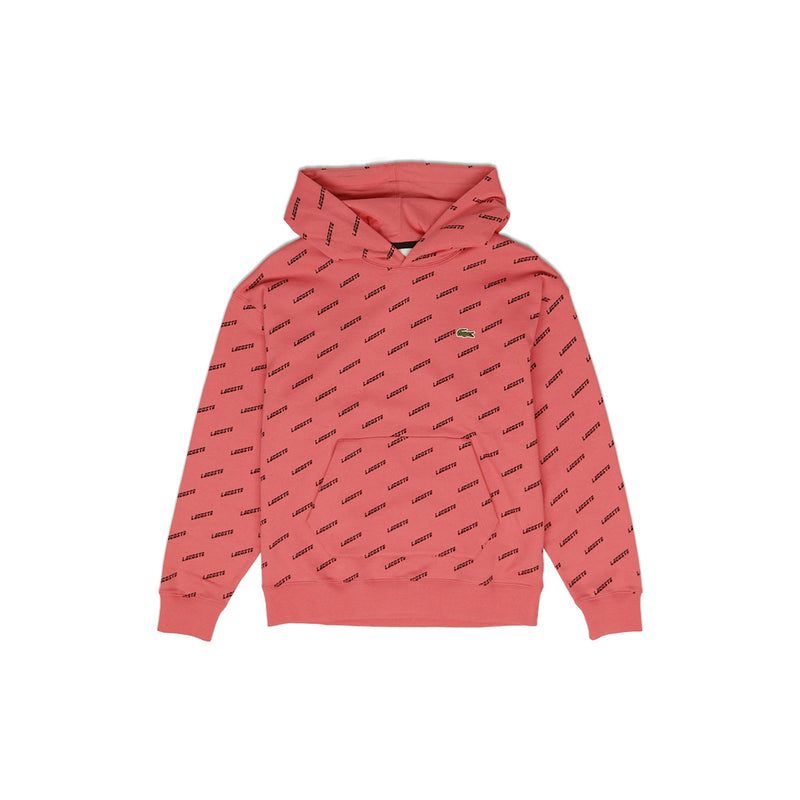 Lacoste Men's LIVE Hooded All Over Print Sweatshirt Earth Tone Pink