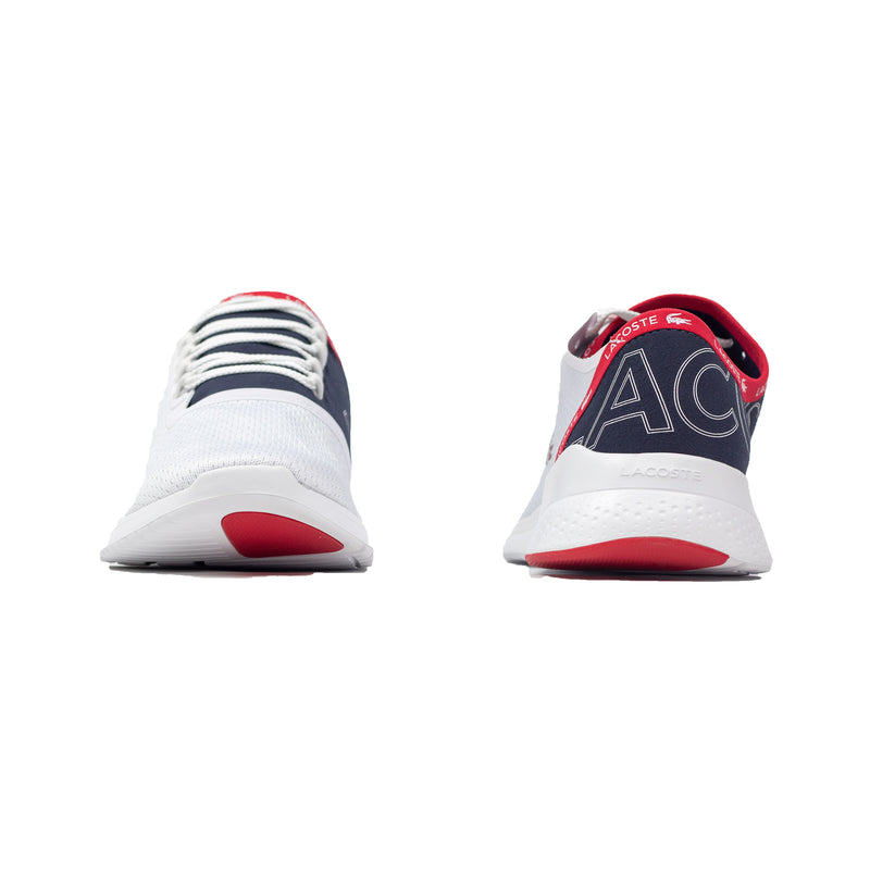 Lacoste Men's LT Fit Textile Sneakers White / Navy / Red Font & Back