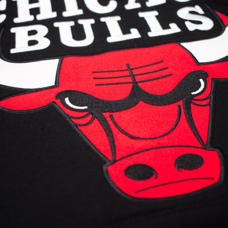 Mitchell & Ness Chicago Bulls Pullover Hockey Hoodie Black & Red Bulls Patch