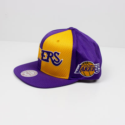 Mitchell & Ness Los Angeles Lakers Division Mesh Snapback Hat Purple & Gold Left