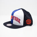 Mitchell & Ness New York Knicks Division Mesh Snapback Hat Blue / White Left