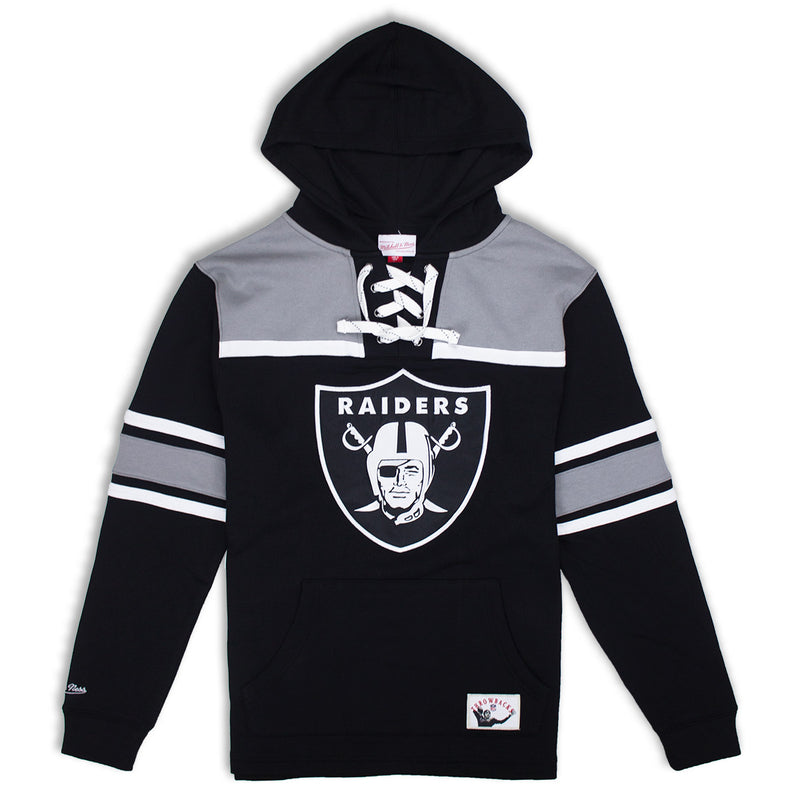 Mitchell & Ness Oakland Raiders Pullover Hockey Fleece Hoodie Black & Silver