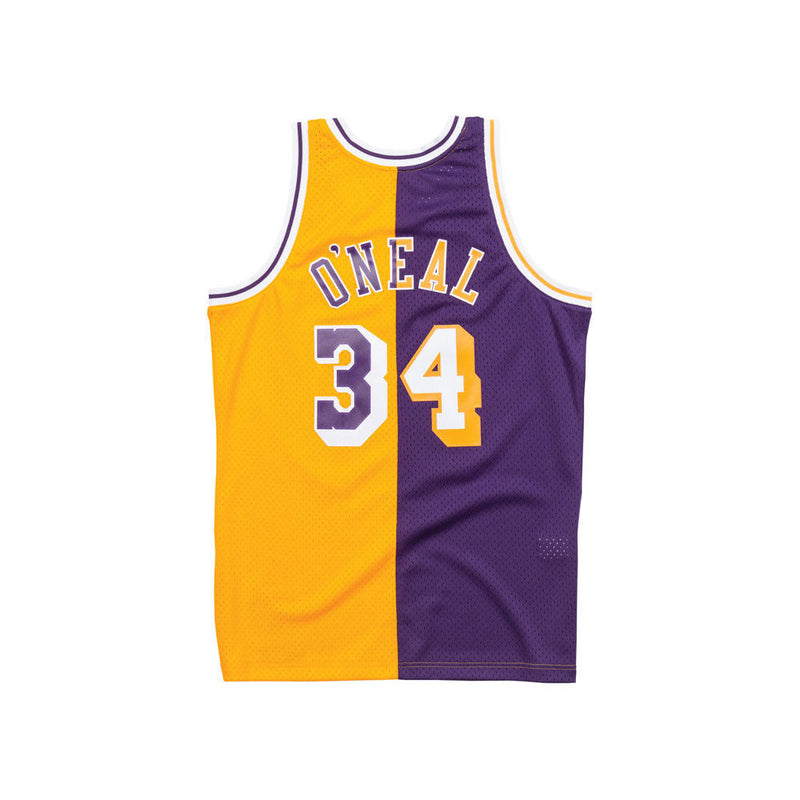 Mitchell & Ness Los Angeles Lakers Shaquille O'Neal Split Swingman Jersey Purple / Gold Back