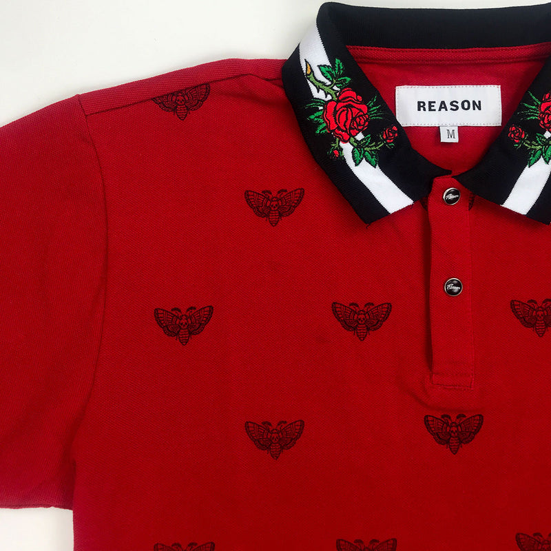 Reason Regal Print Polo Red Top Right