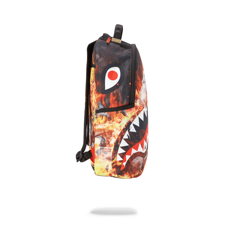 Sprayground Fire Money Shark Backpack Black Side