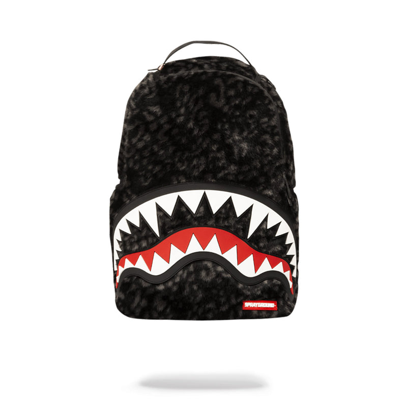 Sprayground Fur Rubber Shark Backpack Black Front