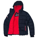 Superdry Men's Sports Puffer Jacket Navy Blue Opened